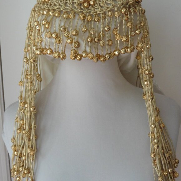 Luxurious Gold Beaded cleopatra head dress.